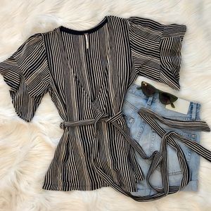 Free People Ruffle-Sleeve Wrap Top